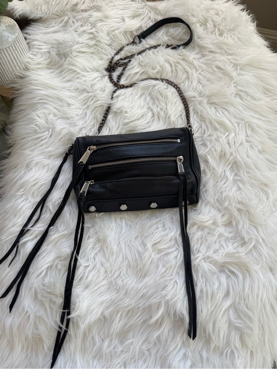 Rebecca Minkoff Handbags - Rebecca Minkoff Black Leather Multi-Zip Crossbody with Chain Strap